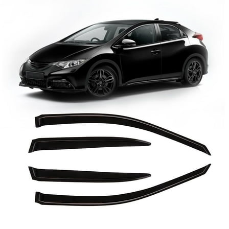 SCITOO Outside Mount Window Visor Deflector Rain Guard Dark Smoke, 4 Pcs Set Fit for 2001-2005 For Honda Civic