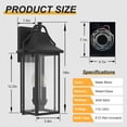 thumbnail image 2 of Lawyettle 18" Large Outdoor Wall Lantern with Dusk to Dawn Sensor, 2-Light Waterproof Black Wall Sconce with Glass for Porch, Garage, Front Door, Patio, 2 of 7