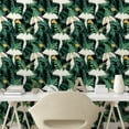 thumbnail image 2 of Ambesonne Floral Peel & Stick Wallpaper for Home, Coockatoo and Exotic Leaves, 13"x72", Coconut Forest Green, 2 of 5