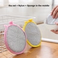 thumbnail image 4 of Cleaning Sponge Double-sided Kitchen Pan Dishwashing Brush Round 4 5 2 3 Water-absorption Pan Pot Scrub Sponge Color Random, 4 of 9