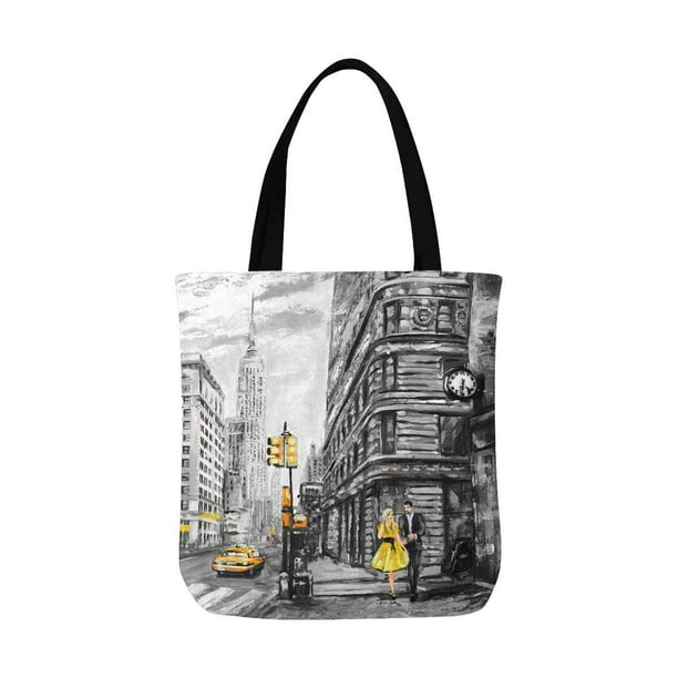 New yorker top canvas tote bag