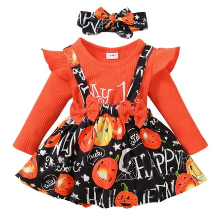 

Bullpiano Newborn Baby Girl Clothes Summer Romper Long Sleeve One Pieces Jumpsuits Suspender Skirt with Headband Infant Outfits Set