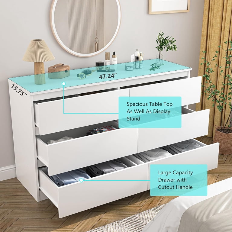 dresser walmart Homfa Tall White 8 Drawer Dresser, Compact Storage Chest for Small Spaces, 44.5"" Wood Cabinet"