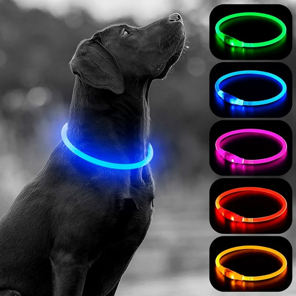 Janrevotw Dog Collar LED USB Rechargeable Lights Dog Necklace Collars Doggy Lights for Night Walking Adjustable Safety Lamp Pet Collars for Large Medium Small Puppy Pet