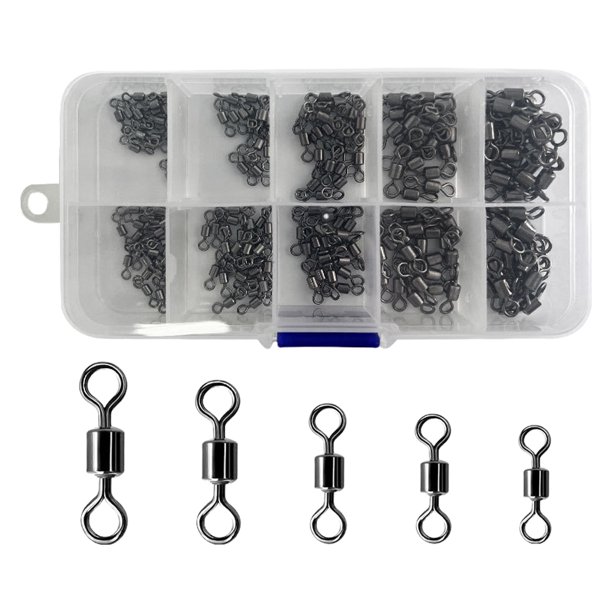 210 Uds. Conector de pesca de 8 formas, rodamiento de bolas, anillo sólido giratorio para pesca de carpa