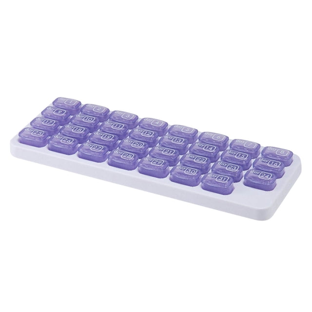 Pompotops Detachable Organizer Case, 31 Daily Compartments, Slot, Weekly Dosis Container, Holder, Pills Medication Dispenser, Supplement, Perfect Travel, Ideal For Purse Clearance