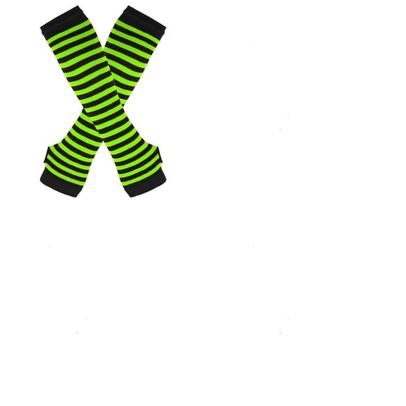 1set 4 Pairs Acrylic Fiber Yarn Knitting Fingerless Gloves Stripe Pattern Winter Warm Gloves with Thumb Hole Lawn Green 310x80mm