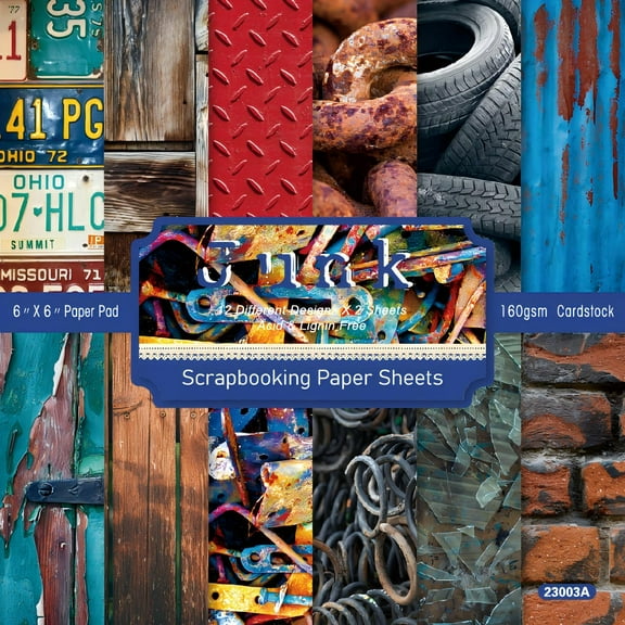 SunWMart Scrapbook Paper, 24 Sheets Vintage Craft Scrapbooking Paper Pad 6x6 Single Sided Decoupage Background Paper for Card Making Art Album Collage Scrapbook Supplies