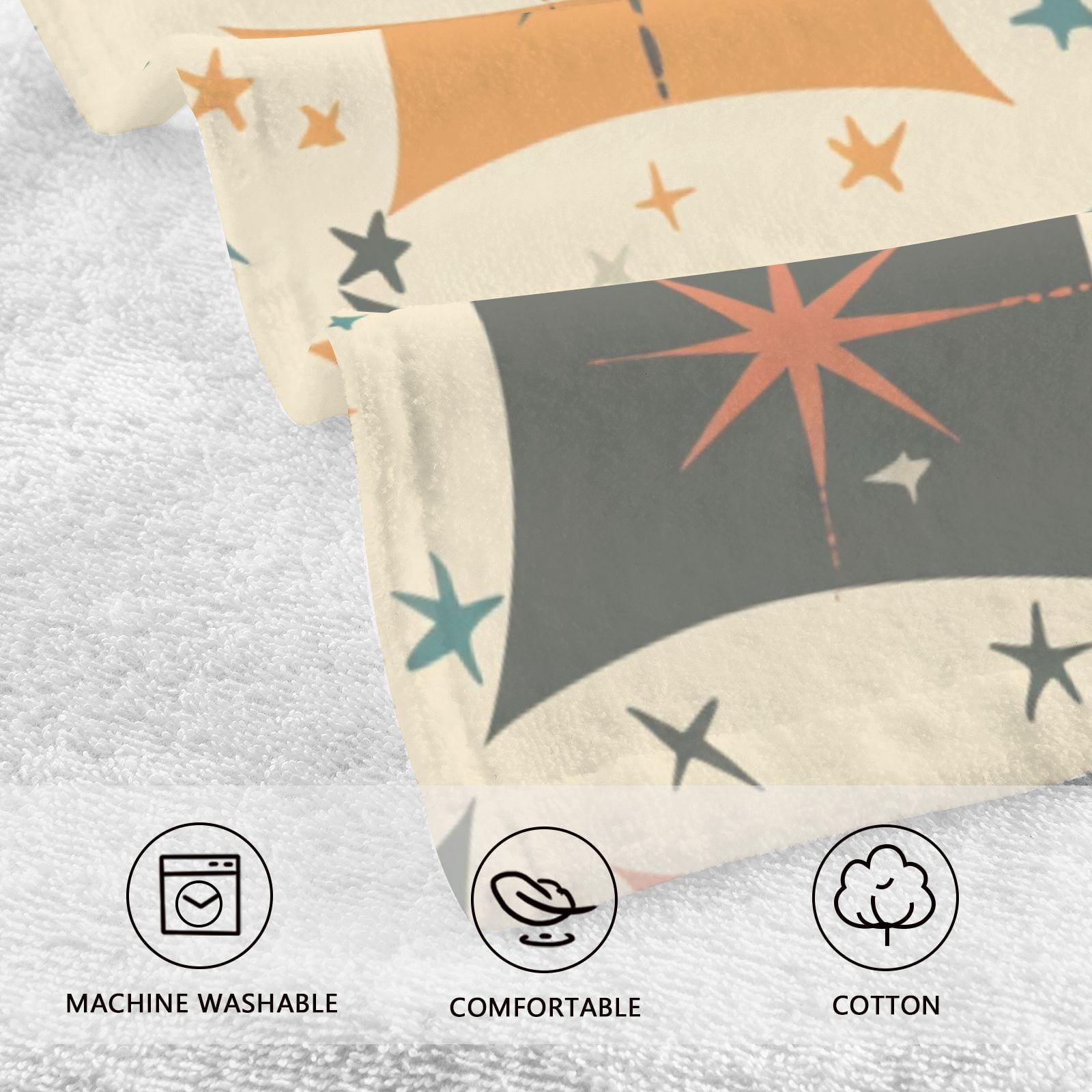 Rural Stars Square Hand Towels Cotton Bath Towels Large Face Towels Absorbent for Bathroom 2 Packs