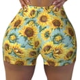 thumbnail image 2 of Haiem Farmhouse Sunflower No Front Seam Biker Shorts for Women Yoga Workout Gym Bike Shorts with Tummy Control Moisture-Wicking-Small, 2 of 9