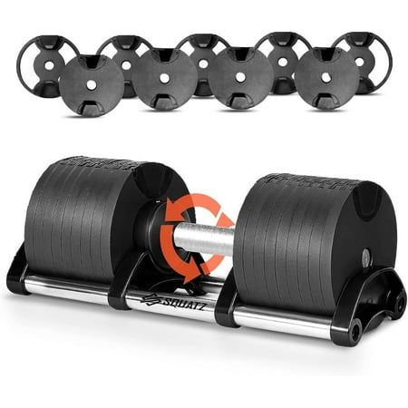 SQUATZ Dumbbell Weight  70 Lbs. Adjustable Fitness Equipment  with Anti-Slip Metal Handle  Quick Change Weight Adjustments with Twist Lock Technology  for Full Body Workout  Exercise  Weightlifting