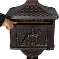 thumbnail image 7 of Mailbox, Heavy Duty Cast Aluminum Security Postal Box, Antique Post-Mounted Mail Box with 2 Keys for Courtyard Villa Decoration - Bronze, 7 of 7