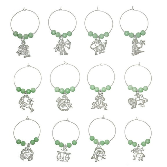 Sexy Sparkles Wine Glass Charms Markers Theme Sets for Glasses Table Decorations (Zodiac Sign)