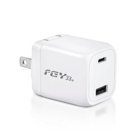 FGY USB-C iPhone Charger 30W Wall Charger 2 Ports Foldable Fast Charger Type C Power Adapter for iPhone 14/13/12/11 Pro, Pro Max, XS Max, XS, XR, X, Mini (White)