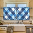 thumbnail image 5 of Ryvnso Blue White Checkered Grid Pattern Curtains Sets Short Curtain Rod Pocket Half Window Cafe Farmhouse Tier 2 Panels 57"W x 24"L, 5 of 7