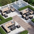 thumbnail image 4 of Aoxun 12 Piece Patio Furniture Set with 44” Fire Pit Table Wicker Rattan Patio Sectional Sofa Set Outdoor Seating Furniture with Thickened Cushion, Beige, 4 of 7