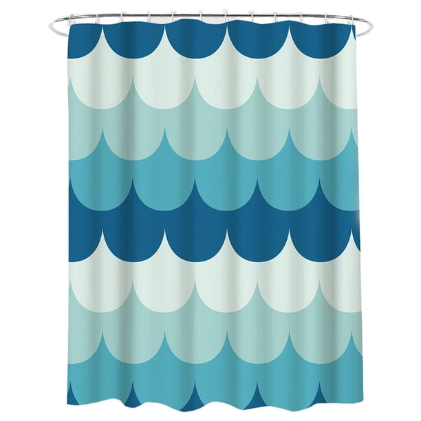 Ducha Con Ondas Japonesas, Cortina Impermeable, Juego De Cortinas De Baño Con Ondas Marinas Geométricas Con 12 Ganchos Advancent HA044691-04