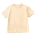 thumbnail image 3 of 2DXuixsh 2Pcs Toddler Outfits Girl Summer Cotton Shirt Short Sets Comfortable Soft Breathable Short Sleeved Sweatshirt Pants Solid Color Boys Outfits Beige Size 3, 3 of 4