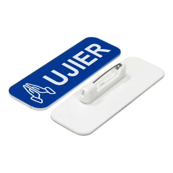 Ujier 1 x 3" Name Tag/Badge, Blue, Praying Hands (3 Pack)