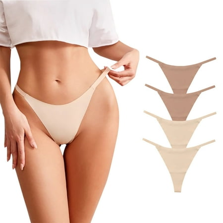 

Seamless Thongs for Women G-String No Show Panties 4 Pack Set Workout Underwear