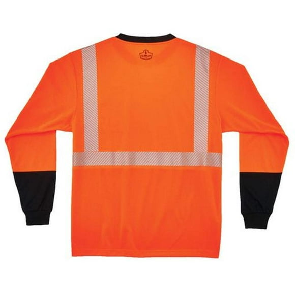 Type R Class 2 Black Bottom Front Performance Long Sleeve T-Shirt, Orange - Small