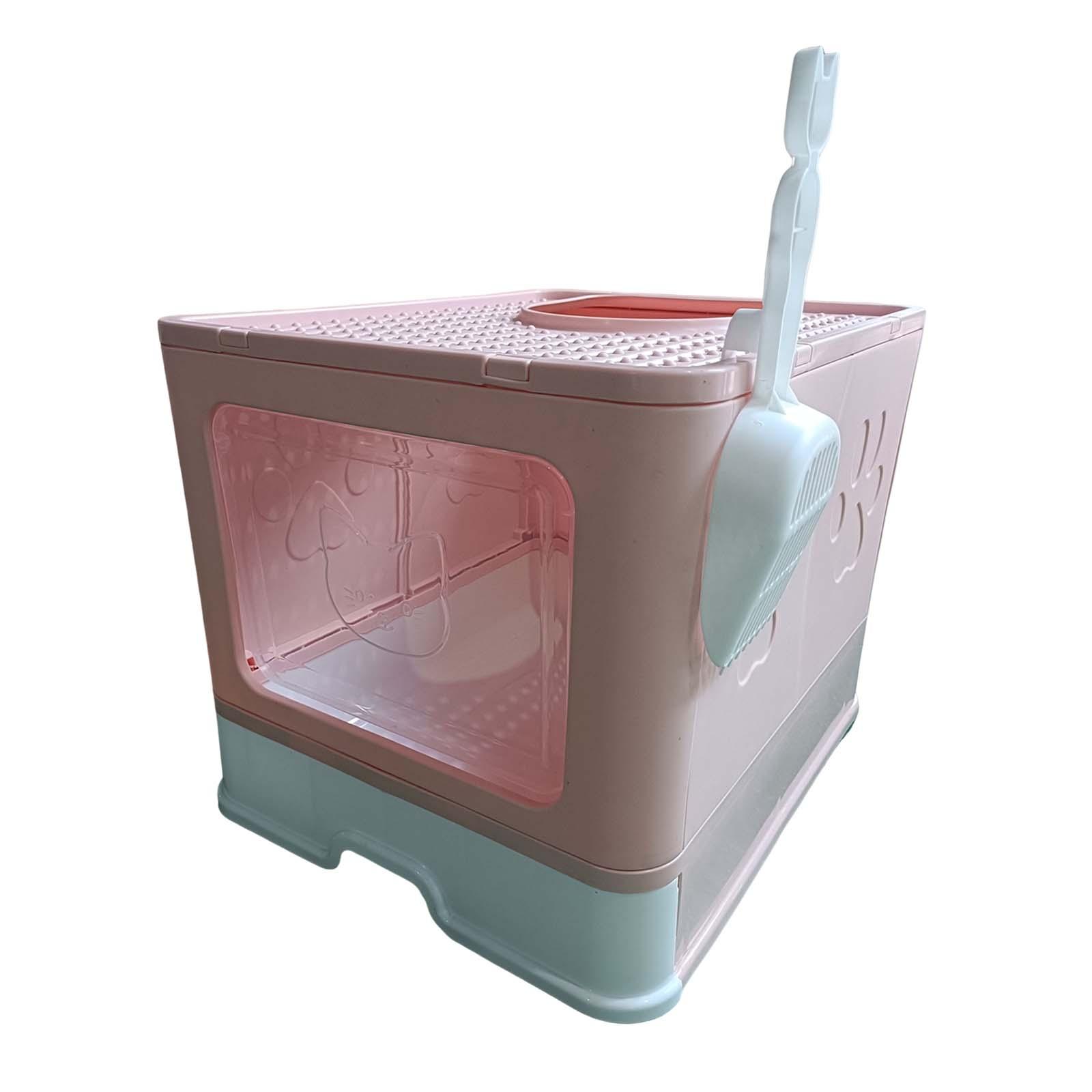 Bvdfgk Hooded Cat Litter Box with Lid, Indoor Cats Litter Box Enclosed Cat Toilet with Pink