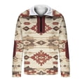 thumbnail image 5 of HOWPAY Oversized Sweatshirt for Women Quarter Zip Western Aztec Print Long Sleeve Collar Pullover Vintage Casual Warm Western Clothing Khaki L, 5 of 7
