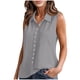 thumbnail image 3 of TaTaai Women Collared Cotton Linen Sleeveless Shirt Button Design Breathable Machine Washable Lightweight No Fading Casual Office Daily Fashion Tank Top Gift, 3 of 8