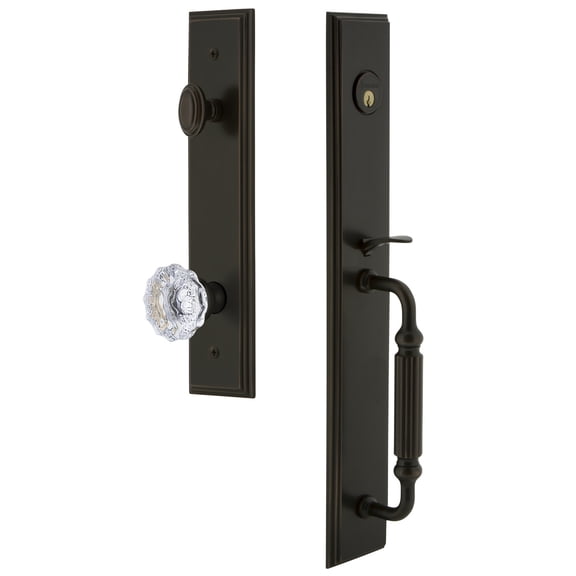 Grandeur Carfgrfon_Esetd_Na Carre Solid Brass Rose Dummy Full Plate "F" Grip Handleset -