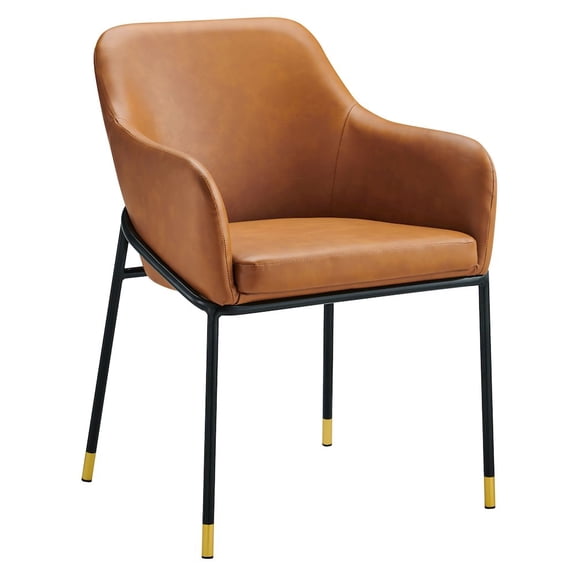 Modway Jovi 19" Modern Faux Leather Dining Armchair in Tan/Black
