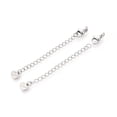 thumbnail image 3 of 50pcs Tarnish Resistant 304 Stainless Steel Curb Chain Extender End Chains with Lobster Claw Clasps and Heart Chain Tabs Stainless Steel color 75mm, 3 of 4