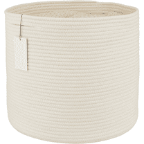 Cotton Rope Basket For Girls Boys Kids 16”X14” Baby Laundry Baskets Nursery Bin Round Woven Basket Organizer For Storage Toys Blankets Shoes Clothes white