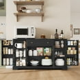 thumbnail image 7 of Homfa 54.3"W Kitchen Sideboard Cabinet with Drawer, 4 Door Buffet Storage Cabinet with Adjustable Shelves, Black, 7 of 7