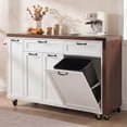 thumbnail image 4 of Kitchen Island on Wheels&nbsp;with Extendable Dining Table, Trash Storage Cabinet, 3-Tier Pull-Out Spice Rack, Mobile Rolling Cart for Kitchen and Dining Room, White, 4 of 7