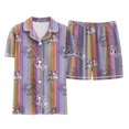 thumbnail image 6 of UAYOTSE Kids Girls Collared Button‑Front Satin Pjs, Short‑Sleeve Top and Sleep Shorts, Wearable Sleep Set for At‑Home Play and Overnight Stays Size 12-13 Years, 6 of 6