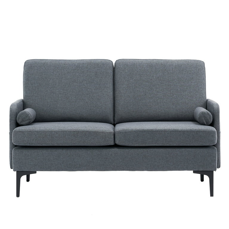 lov Gods forfriskende Small Spaces Sofa, Mid Century Modern Loveseat Sofa, Upholstered Sofa with  Sturdy Frame, Fabric Loveseat Sofa Couch for Living Room and Office,  54.33"Lx31.1"Wx33.86"H, Dark Gray, CL205 - Walmart.com