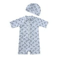 thumbnail image 2 of lnmuld Toddler One Piece Swimsuit Tree Print with Hat UPF 50+ Size:5-6 Years, 2 of 3