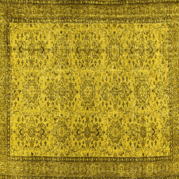 Ahgly Company Indoor Square Abstract Yellow Contemporary Area Rugs, 5' Square