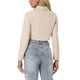thumbnail image 3 of CHAQUETA DE JEAN CORTA LAVADA BEIGE PARA MUJER CON BOTONES Y DESGASTE EN EL CUELLO PRIMAVERA VERANO TALLA M, 3 of 6