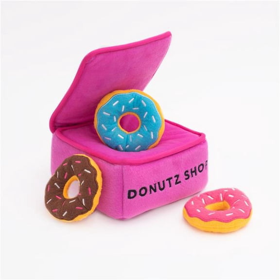 ZippyPaws 817057 Burrow Interactive Donutz Box with 3 Squeaker Dog Toy - Medium