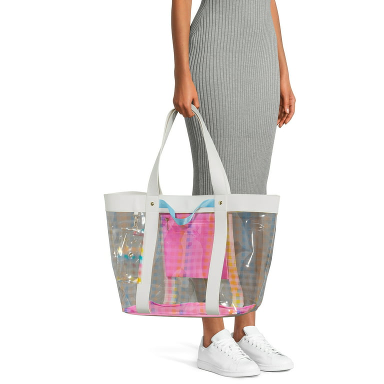 No Boundaries Women's Vinyl Beach Tote with Removable Glasses Case