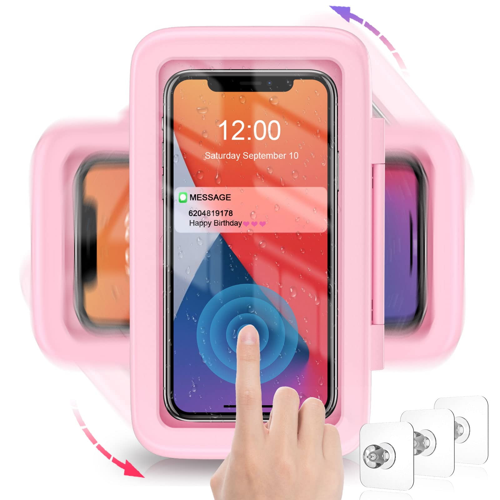 TOPOINT Shower Phone Holder Waterproof 480° Rotation Shower Phone Case