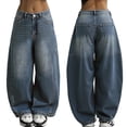 thumbnail image 2 of EMMIOL Women's Baggy Barrel Jeans Y2K Vintage Wide Leg Jeans Mid Waist 90s Hip Hop Boyfriend Fit Denim Pants, 2 of 5