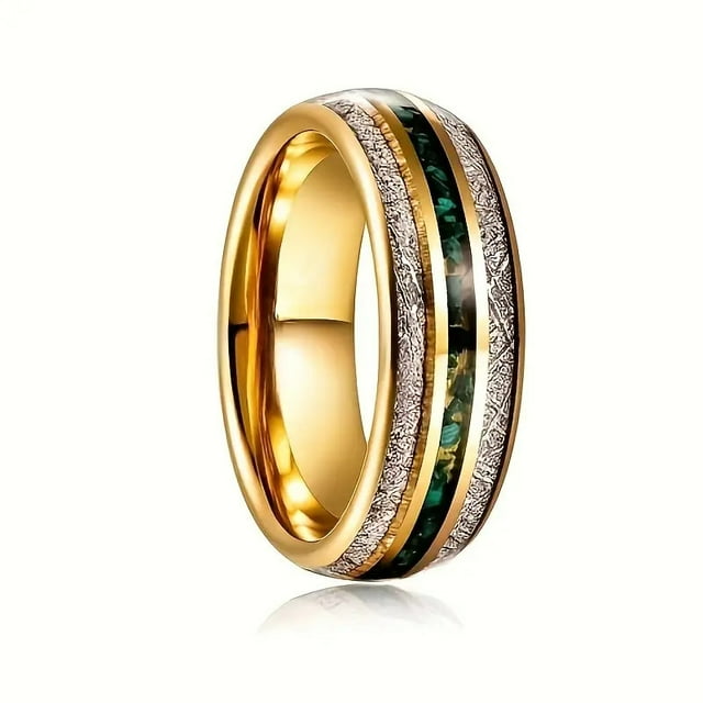 Rose Gold Color Brushed Deer Antler and Meteorite Rings Fashion Men Stainless Steel Rings for Men Wedding Band Jewelry Gift