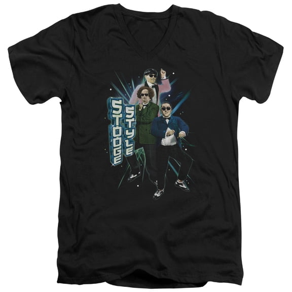 Three StoogeS/Stooge Style S/S Adult V-Neck Black