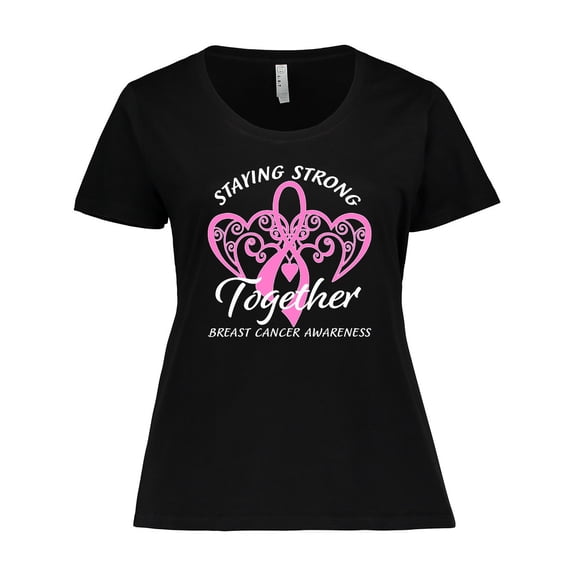 Inktastic Staying Strong Together with Pink Breast Cancer Ribbon Women's Plus Size T-Shirt