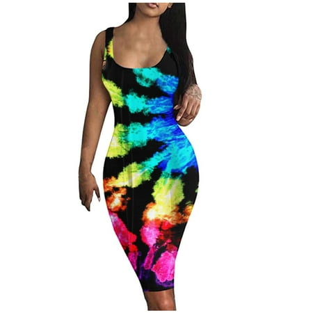 

Maxi Dress for Women Black Dress Women Fashion Summer Casual Elegant Printed Cold Shoulder Skinny Tank Sleeveless Slim Fit Dress Clearance 2022 Dress Pants Women Long Dresses for Women Red XL