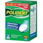 Polident Overnight Whitening, Antibacterial Denture Cleanser, Triple Mint Freshness 120 ea (Pack of 6)
