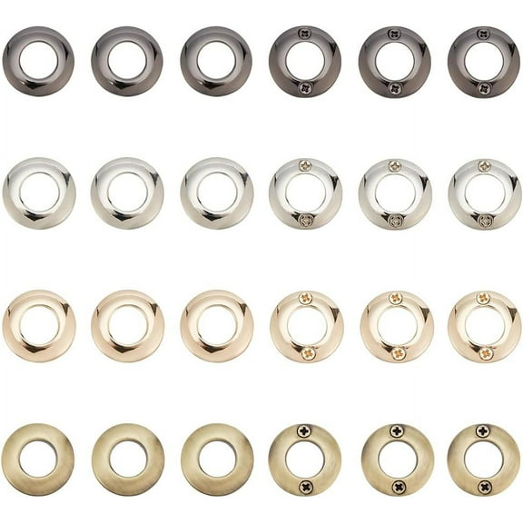 12 Set(24pcs) Screw Together Grommet Ring 4 Colors Metal Screw Rings 21mm Round Purse Ring Alloy Purse Loop Handle Connectors