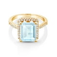 thumbnail image 3 of Gem Stone King 18K Yellow Gold Plated Silver Sky Blue Topaz Engagement Ring for Women (4.36 Cttw, Emerald Cut 10X8MM, Gemstone November Birthstone, Size 7), 3 of 5